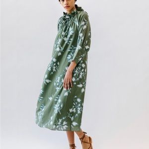 Mirth Vienna high neck midi dress in fig leaf, small